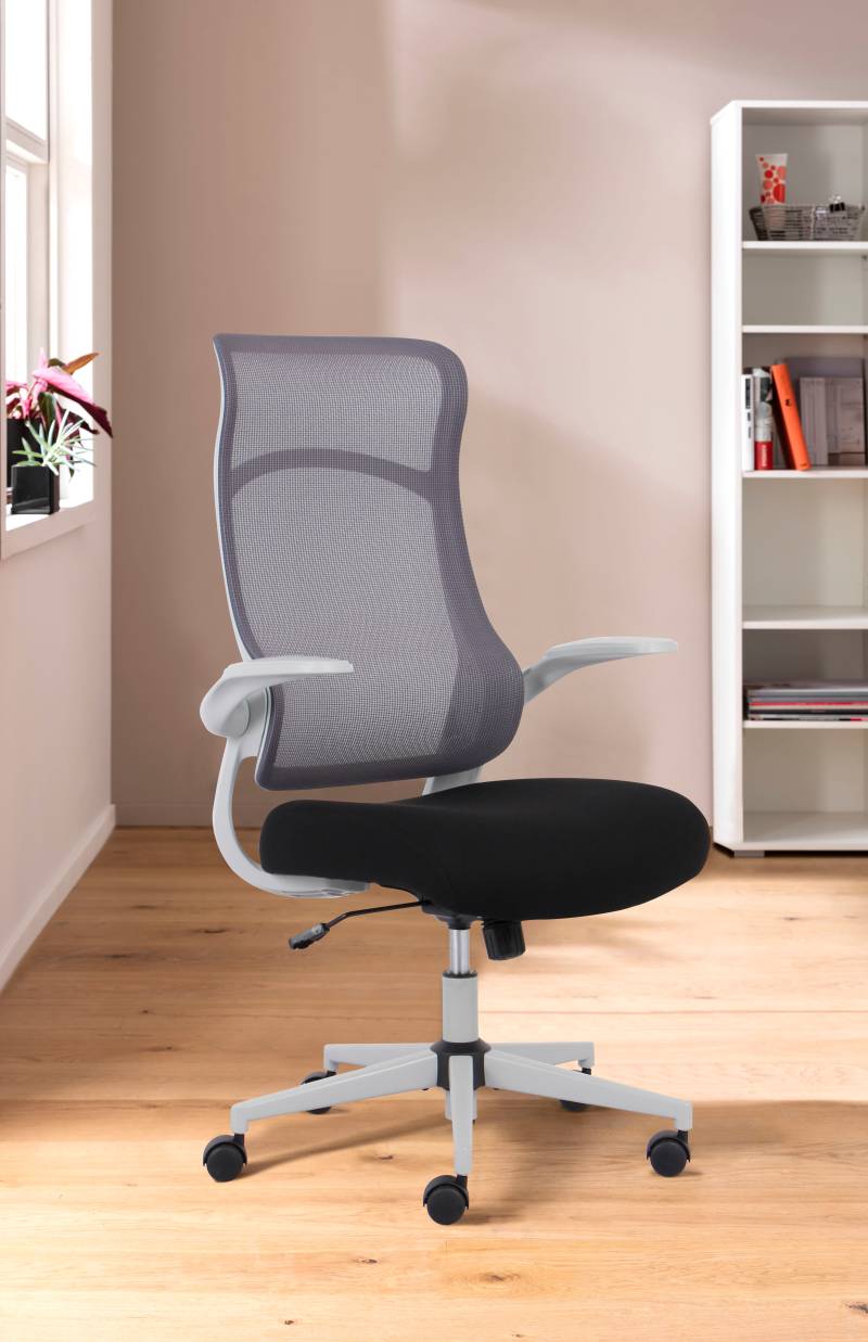 INOSIGN Bürostuhl »Toico, Design-Schreibtischstuhl,«, Netzstoff, ergonomische Rückenlehne, Lendenwirbelstütze & klappbaren Armlehnen von INOSIGN