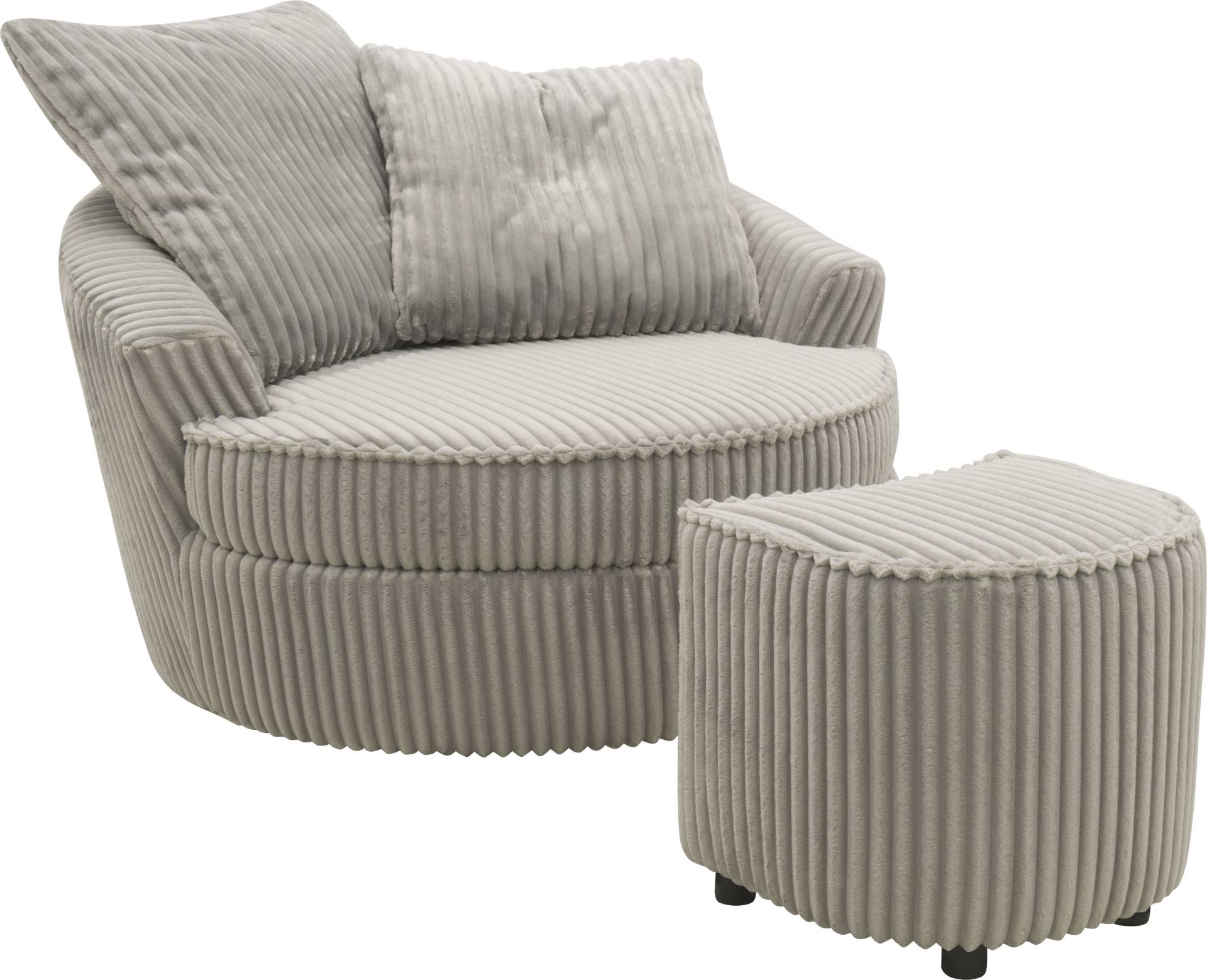 INOSIGN Drehsessel »AMECA, Relaxsessel mit Drehfunktion und Hocker, 122 x 126 x 76 cm,«, (Set, 2 St.), Love-Seat XXL und Lesesessel in Megacord von INOSIGN