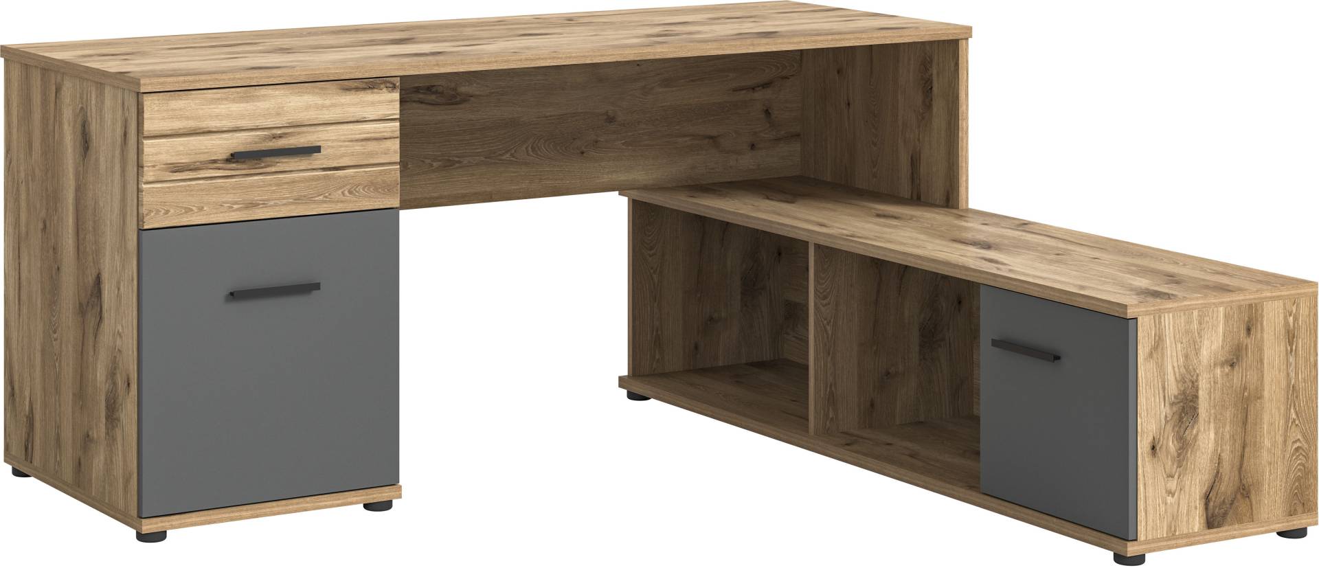 INOSIGN Eckschreibtisch »Riga, Breite 170cm, in Nox Oak Nachbildung und Basalt grau«, Bürotisch, Schreibtisch, Ecktisch, Arbeitszimmer, Computertisch INOSIGN Eckschreibtisch »Riga, Breite 170cm, in Nox Oak Nachbildung und Basalt grau«, Bürotisch, Schreibtisch, Ecktisch, Arbeitszimmer, Computertisch von INOSIGN