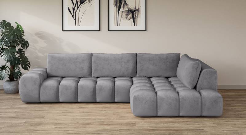 INOSIGN Ecksofa »AZITA Designsofa, elegant und bequem L-Form, Bubble-Optik«, lose Rückenkissen, traumhafte Steppung, Masse B/T/H: 352/210/72 cm von INOSIGN
