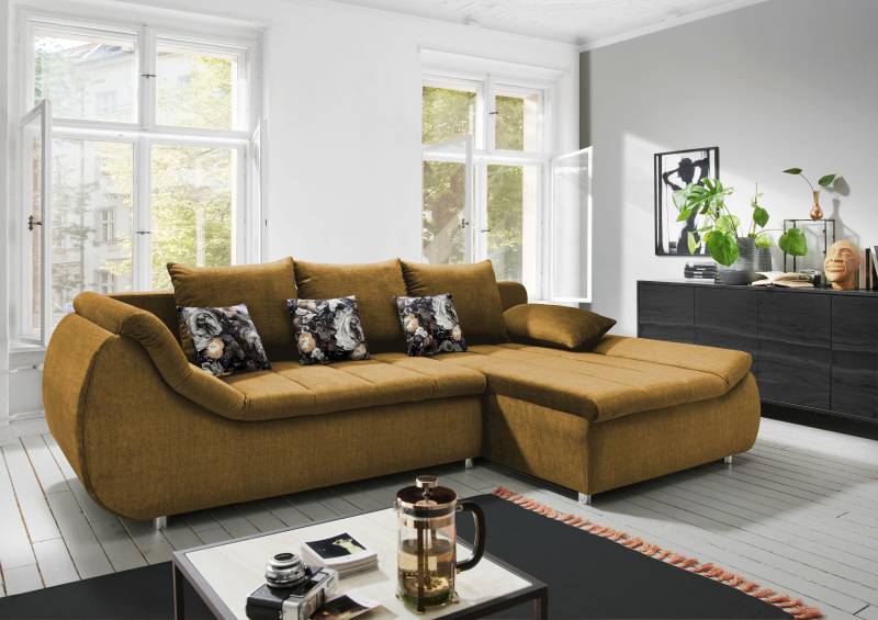 INOSIGN Ecksofa »Imola elegant und modern, aktuelle Steppung im Sitz, bequem, L-Form«, auch mit Bettfunktion und Bettkasten von INOSIGN