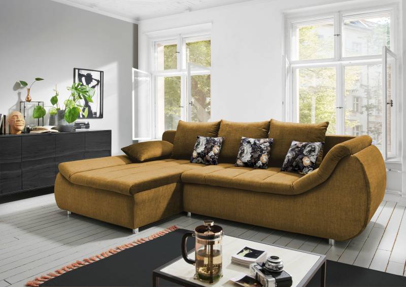 INOSIGN Ecksofa »Imola elegant und modern, aktuelle Steppung im Sitz, bequem, L-Form«, auch mit Bettfunktion und Bettkasten von INOSIGN