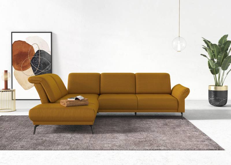 INOSIGN Ecksofa »Coco L-Form«, Sitztiefen-, Arm- und Kopfteilverstellung, Cord-Bezug, Fusshöhe 15 cm von INOSIGN