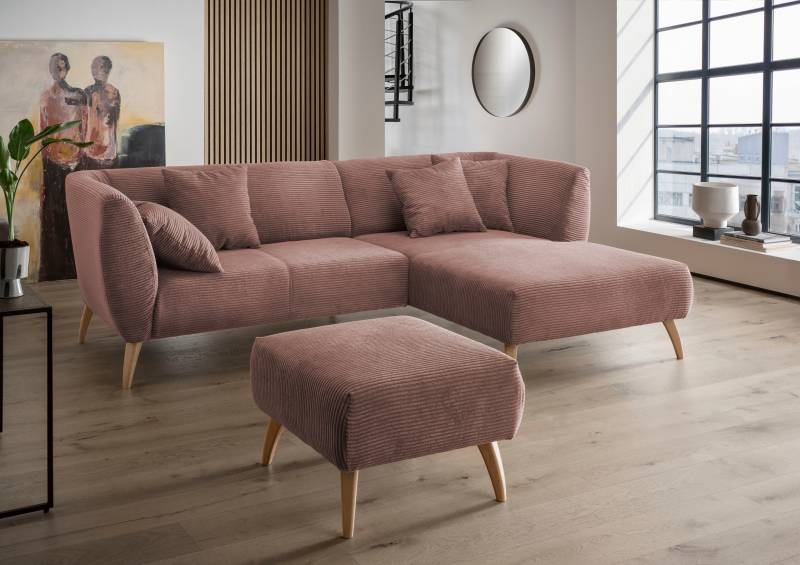 INOSIGN Ecksofa »Colori L-Form«, Holzfussfarbe wählbar, inkl. 4x Zierkissen von INOSIGN