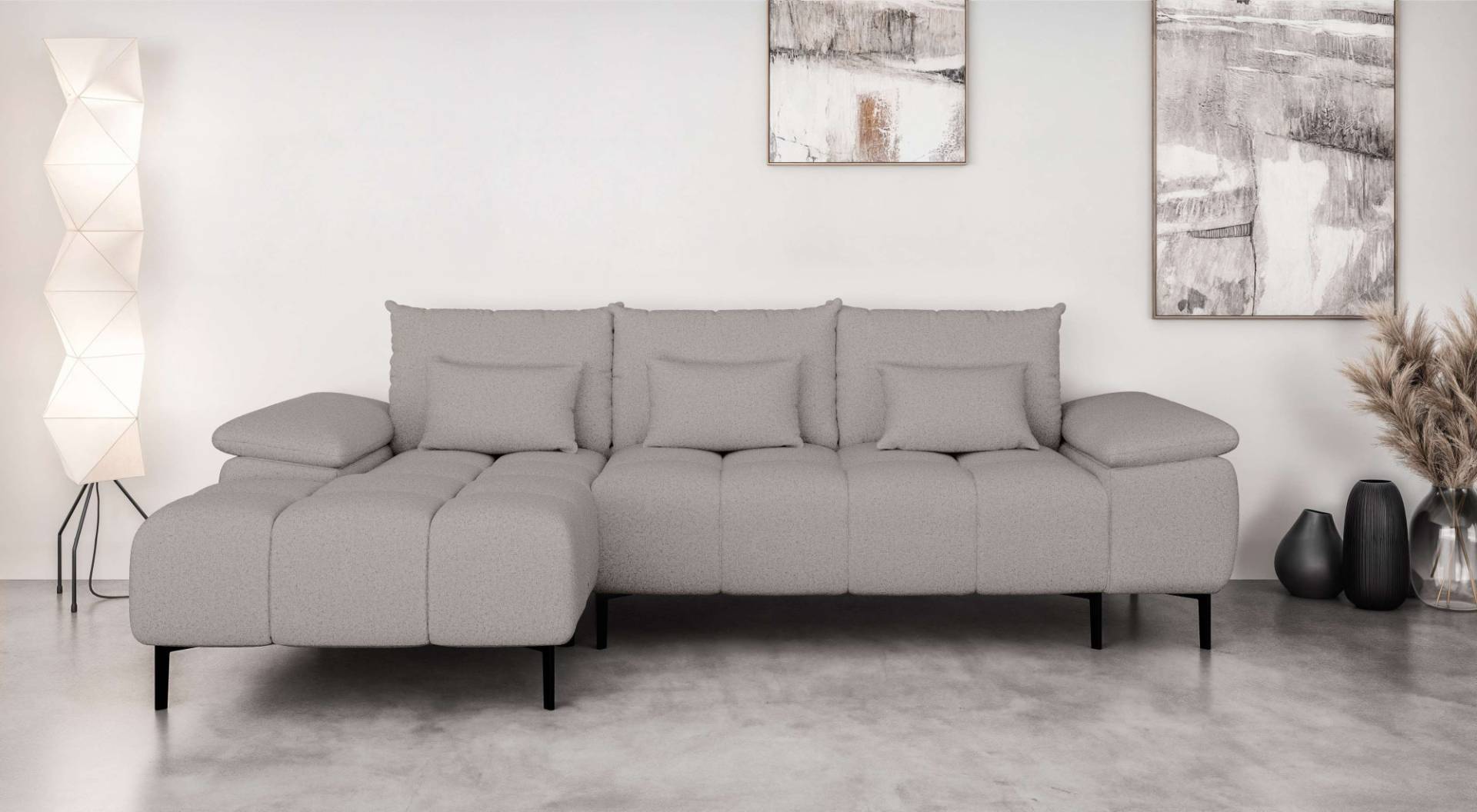 INOSIGN Ecksofa »DROMARA Schlafsofa mit Bettkasten, Masse: B/T/H 277/141/91 cm«, L-Form mit Recamiere rechts/links bestellbar, Wellenunterfederung von INOSIGN