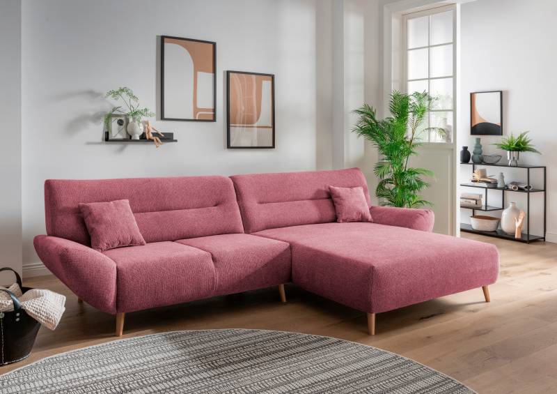 INOSIGN Ecksofa »Drago, elegant und zeitlos, komfortabel, Holzfuss, L-Form«, frei im Raum stellbar, inkl. 2 Zierkissen von INOSIGN