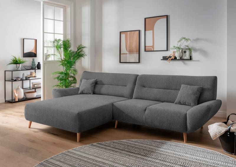 INOSIGN Ecksofa »Drago, elegant und zeitlos, komfortabel, Holzfuss, L-Form«, frei im Raum stellbar, inkl. 2 Zierkissen von INOSIGN