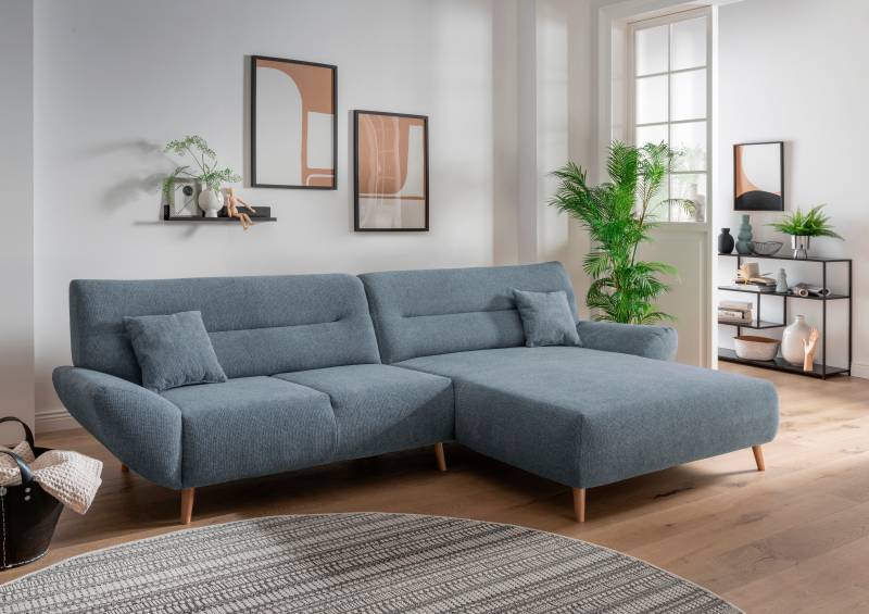 INOSIGN Ecksofa »Drago, elegant und zeitlos, komfortabel, Holzfuss, L-Form«, frei im Raum stellbar, inkl. 2 Zierkissen von INOSIGN