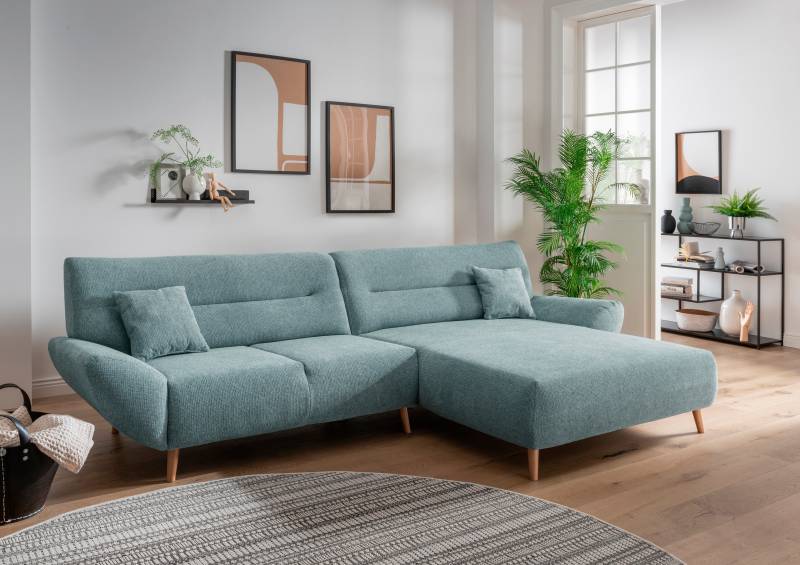 INOSIGN Ecksofa »Drago, elegant und zeitlos, komfortabel, Holzfuss, L-Form«, frei im Raum stellbar, inkl. 2 Zierkissen von INOSIGN