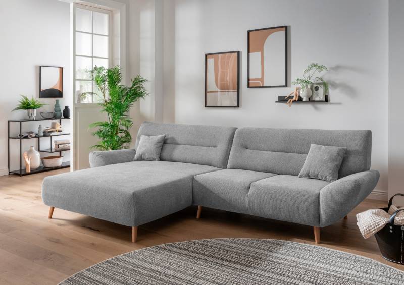 INOSIGN Ecksofa »Drago, elegant und zeitlos, komfortabel, Holzfuss, L-Form«, frei im Raum stellbar, inkl. 2 Zierkissen von INOSIGN