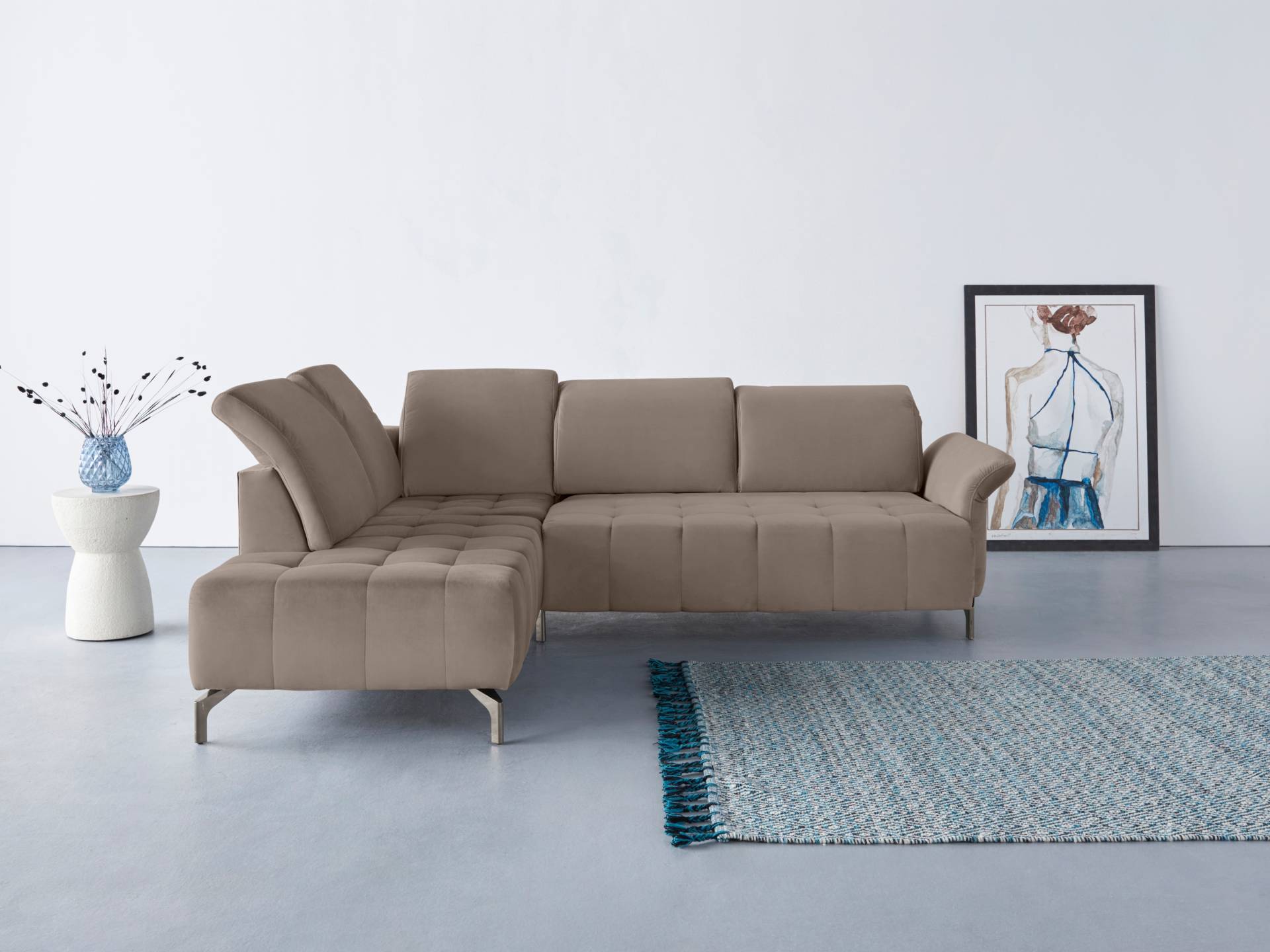 INOSIGN Ecksofa »Fresh L-Form«, Federkern, wahlweise Kopfteilverstellung und motorischer Vorziehsitz von INOSIGN