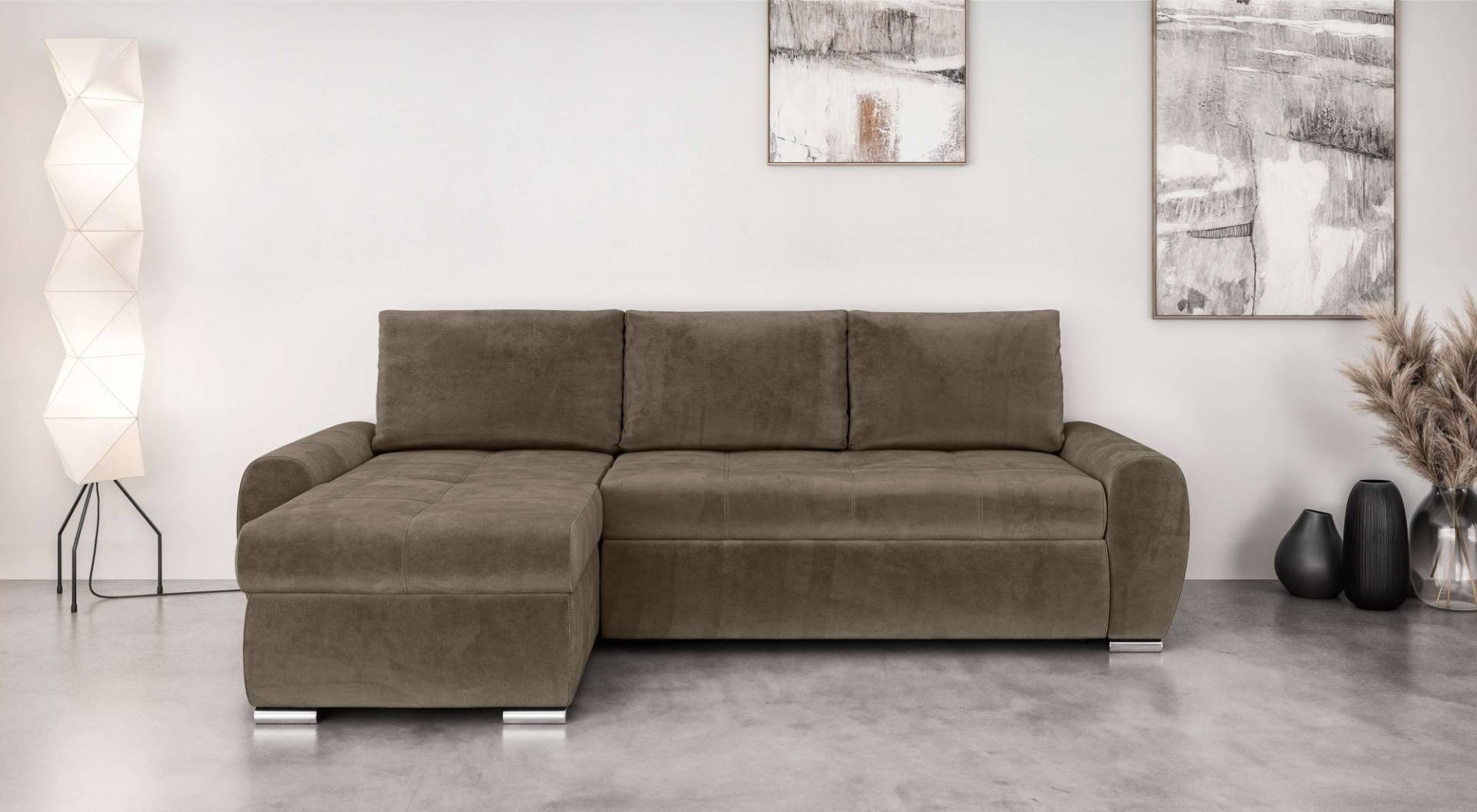 INOSIGN Ecksofa »HAVERHILL Schlafsofa mit Bettkasten, Masse B/H/T: 237/89/166 cm«, L-Form mit Recamiere links oder rechts bestellbar, Wellenunterfederung von INOSIGN