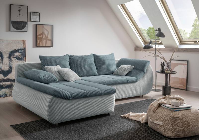 INOSIGN Ecksofa »Imola elegant und bequem, aktuelle Steppung im Sitz, L-Form«, wahlweise mit Bettfunktion von INOSIGN