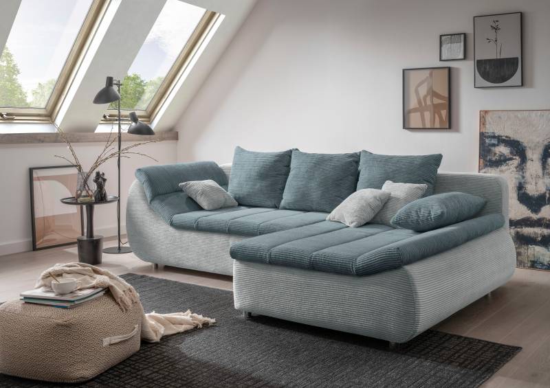 INOSIGN Ecksofa »Imola elegant und bequem, aktuelle Steppung im Sitz, L-Form«, wahlweise mit Bettfunktion von INOSIGN