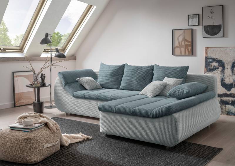 INOSIGN Ecksofa »Imola elegant und bequem, aktuelle Steppung im Sitz, L-Form«, wahlweise mit Bettfunktion von INOSIGN