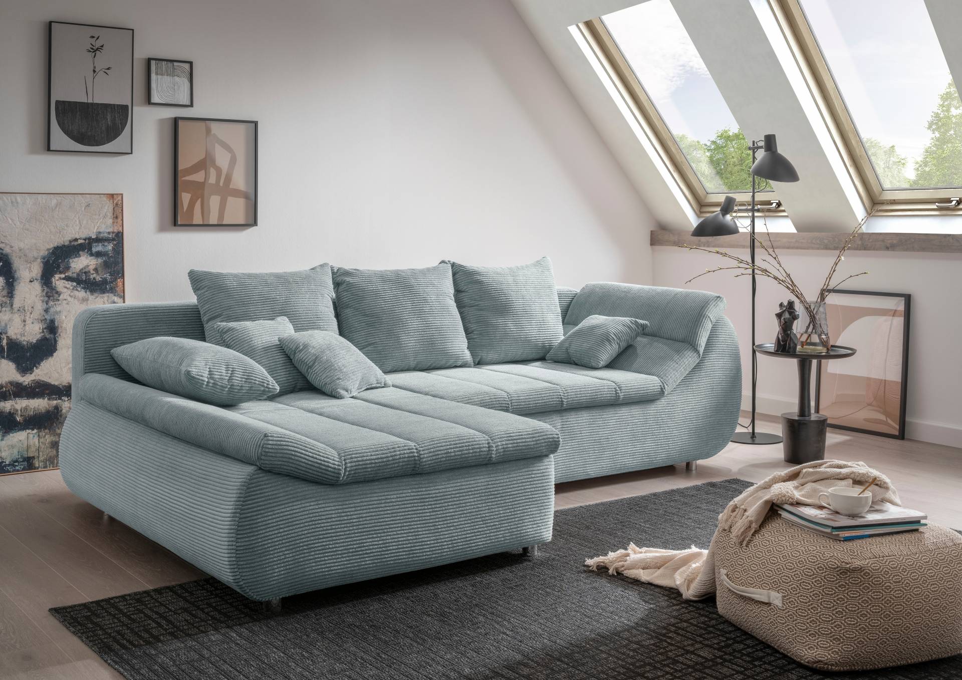 INOSIGN Ecksofa »Imola elegant und bequem, aktuelle Steppung im Sitz, L-Form«, wahlweise mit Bettfunktion von INOSIGN