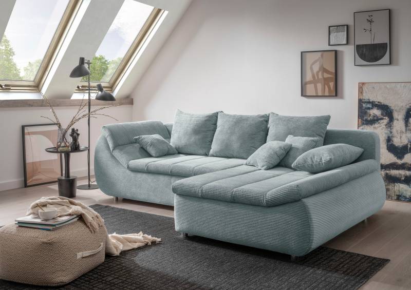 INOSIGN Ecksofa »Imola elegant und bequem, aktuelle Steppung im Sitz, L-Form«, wahlweise mit Bettfunktion von INOSIGN