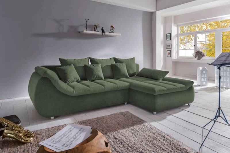 INOSIGN Ecksofa »Imola elegant und bequem, aktuelle Steppung im Sitz, L-Form«, wahlweise mit Bettfunktion von INOSIGN