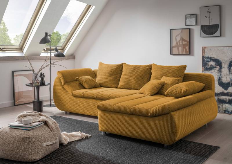 INOSIGN Ecksofa »Imola elegant und bequem, aktuelle Steppung im Sitz, L-Form«, wahlweise mit Bettfunktion von INOSIGN