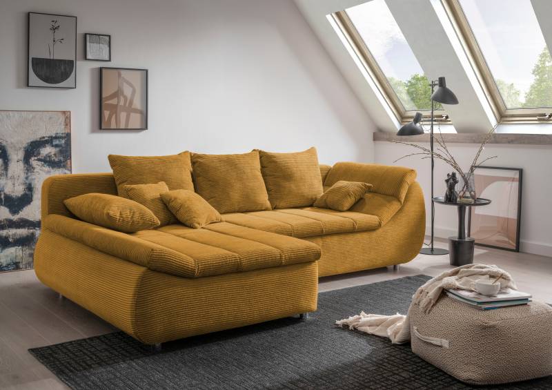 INOSIGN Ecksofa »Imola elegant und bequem, aktuelle Steppung im Sitz, L-Form«, wahlweise mit Bettfunktion von INOSIGN