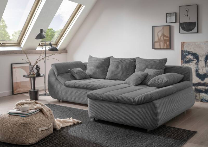 INOSIGN Ecksofa »Imola elegant und bequem, aktuelle Steppung im Sitz, L-Form«, wahlweise mit Bettfunktion von INOSIGN