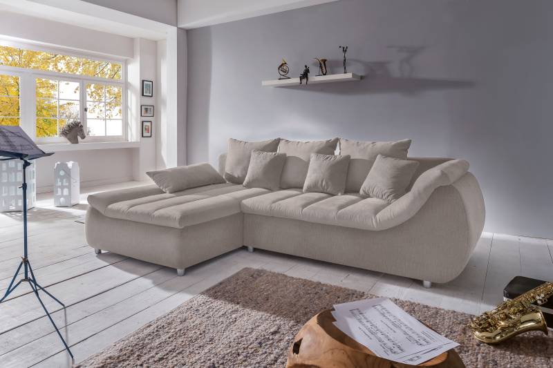 INOSIGN Ecksofa »Imola elegant und bequem, aktuelle Steppung im Sitz, L-Form«, wahlweise mit Bettfunktion von INOSIGN