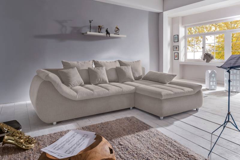 INOSIGN Ecksofa »Imola elegant und bequem, aktuelle Steppung im Sitz, L-Form«, wahlweise mit Bettfunktion von INOSIGN