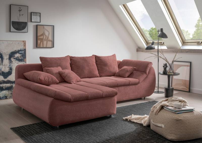 INOSIGN Ecksofa »Imola elegant und bequem, aktuelle Steppung im Sitz, L-Form«, wahlweise mit Bettfunktion von INOSIGN