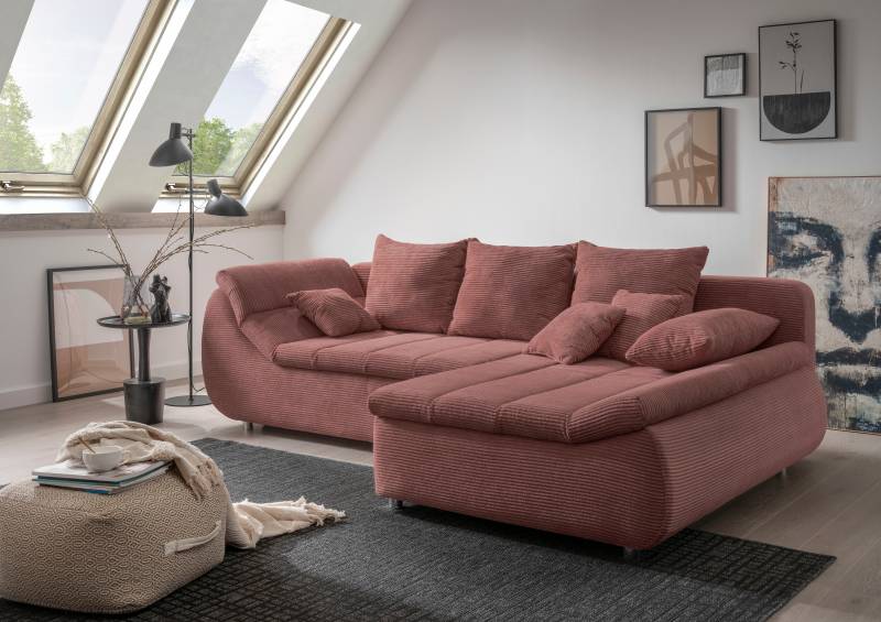 INOSIGN Ecksofa »Imola elegant und bequem, aktuelle Steppung im Sitz, L-Form«, wahlweise mit Bettfunktion von INOSIGN