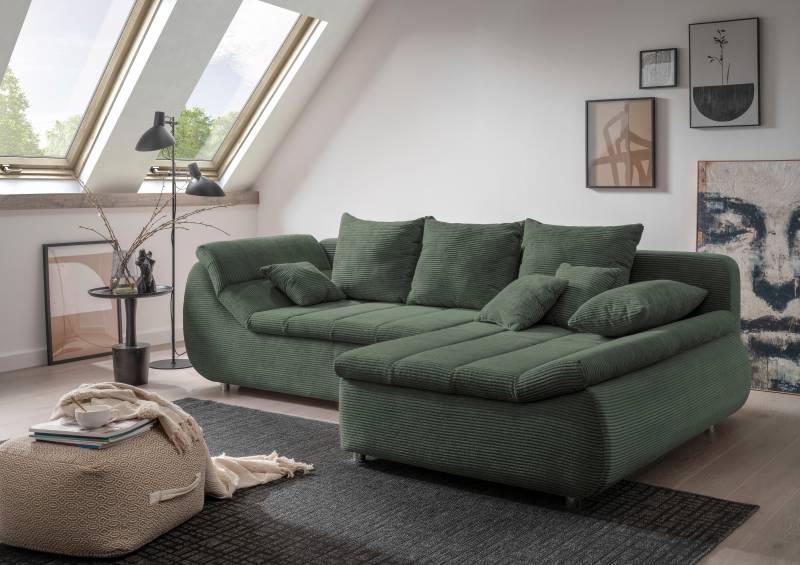INOSIGN Ecksofa »Imola elegant und bequem, aktuelle Steppung im Sitz, L-Form«, wahlweise mit Bettfunktion von INOSIGN