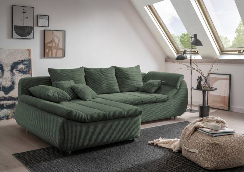 INOSIGN Ecksofa »Imola elegant und bequem, aktuelle Steppung im Sitz, L-Form«, wahlweise mit Bettfunktion von INOSIGN