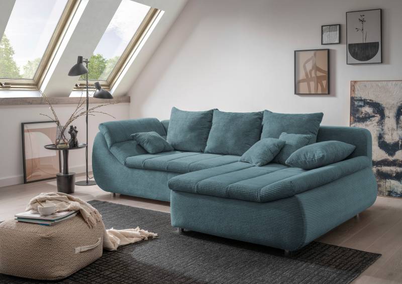 INOSIGN Ecksofa »Imola elegant und bequem, aktuelle Steppung im Sitz, L-Form«, wahlweise mit Bettfunktion von INOSIGN