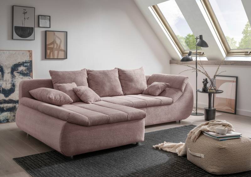 INOSIGN Ecksofa »Imola elegant und bequem, aktuelle Steppung im Sitz, L-Form«, wahlweise mit Bettfunktion von INOSIGN