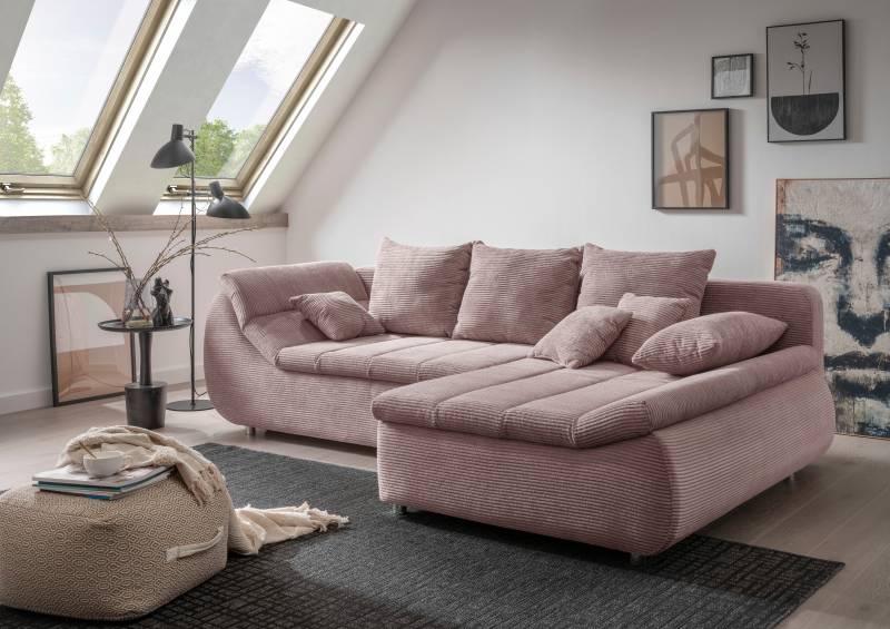 INOSIGN Ecksofa »Imola elegant und bequem, aktuelle Steppung im Sitz, L-Form«, wahlweise mit Bettfunktion von INOSIGN