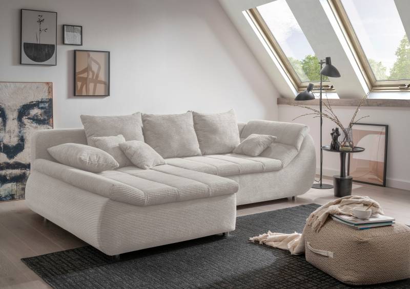 INOSIGN Ecksofa »Imola elegant und bequem, aktuelle Steppung im Sitz, L-Form«, wahlweise mit Bettfunktion von INOSIGN