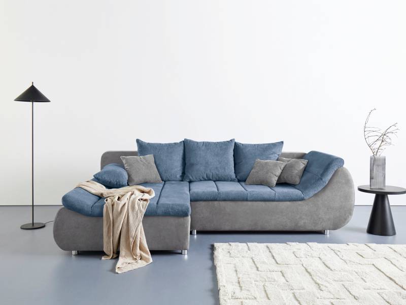 INOSIGN Ecksofa »Imola, elegant und modern, aktuelle Steppung im Sitz, bequem, L-Form«, frei im Raum stellbar, wahlweise mit Bettfunktion und Bettkasten von INOSIGN