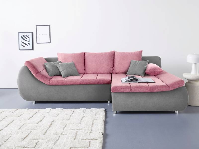 INOSIGN Ecksofa »Imola, elegant und modern, aktuelle Steppung im Sitz, bequem, L-Form«, frei im Raum stellbar, wahlweise mit Bettfunktion und Bettkasten von INOSIGN