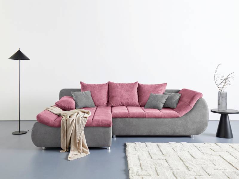 INOSIGN Ecksofa »Imola, elegant und modern, aktuelle Steppung im Sitz, bequem, L-Form«, frei im Raum stellbar, wahlweise mit Bettfunktion und Bettkasten von INOSIGN