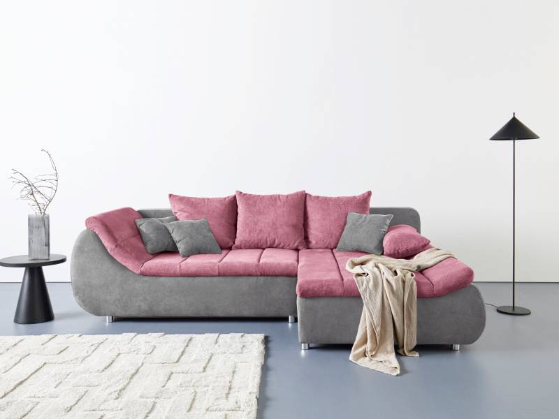 INOSIGN Ecksofa »Imola, elegant und modern, aktuelle Steppung im Sitz, bequem, L-Form«, frei im Raum stellbar, wahlweise mit Bettfunktion und Bettkasten von INOSIGN
