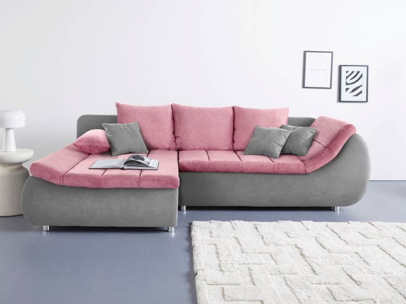 INOSIGN Ecksofa »Imola, elegant und modern, aktuelle Steppung im Sitz, bequem, L-Form«, frei im Raum stellbar, wahlweise mit Bettfunktion und Bettkasten von INOSIGN