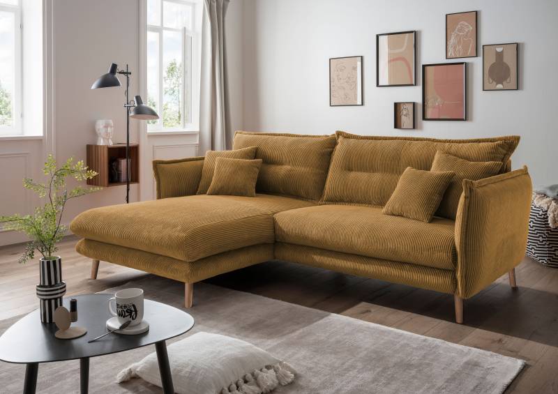 INOSIGN Ecksofa »Lazio modern und bequem, schmale Armlehnen, tolle Detailverarbeitung«, zwei verschiedene Fussfarben wählbar von INOSIGN