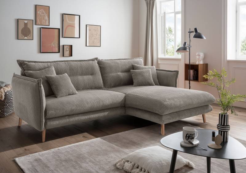 INOSIGN Ecksofa »Lazio modern und bequem, schmale Armlehnen, tolle Detailverarbeitung«, zwei verschiedene Fussfarben wählbar von INOSIGN