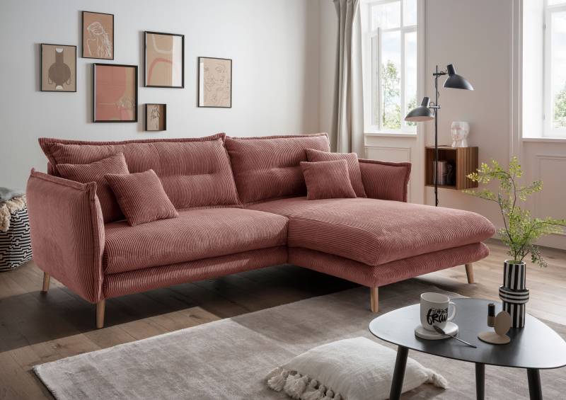 INOSIGN Ecksofa »Lazio modern und bequem, schmale Armlehnen, tolle Detailverarbeitung«, zwei verschiedene Fussfarben wählbar von INOSIGN