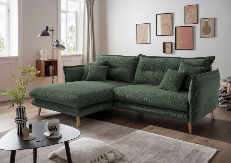 INOSIGN Ecksofa »Lazio modern und bequem, schmale Armlehnen, tolle Detailverarbeitung«, zwei verschiedene Fussfarben wählbar von INOSIGN