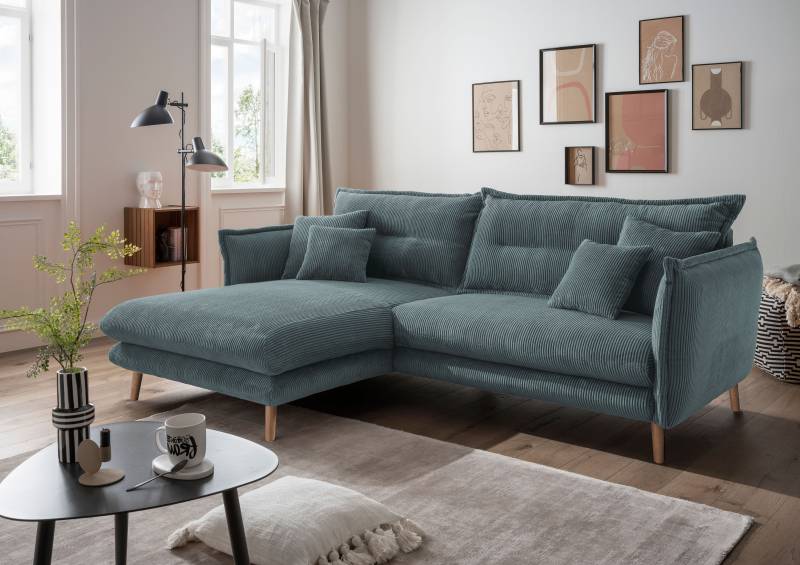 INOSIGN Ecksofa »Lazio modern und bequem, schmale Armlehnen, tolle Detailverarbeitung«, zwei verschiedene Fussfarben wählbar von INOSIGN