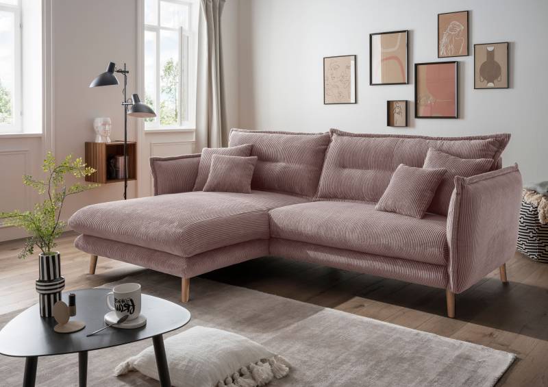 INOSIGN Ecksofa »Lazio modern und bequem, schmale Armlehnen, tolle Detailverarbeitung«, zwei verschiedene Fussfarben wählbar von INOSIGN