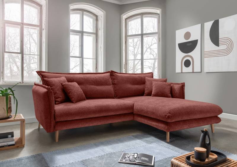 INOSIGN Ecksofa »Lazio modern und bequem, schmale Armlehnen, tolle Detailverarbeitung«, zwei verschiedene Fussfarben wählbar von INOSIGN
