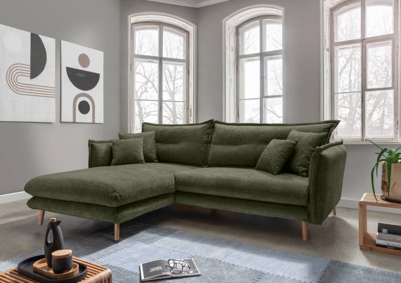 INOSIGN Ecksofa »Lazio modern und bequem, schmale Armlehnen, tolle Detailverarbeitung«, zwei verschiedene Fussfarben wählbar von INOSIGN