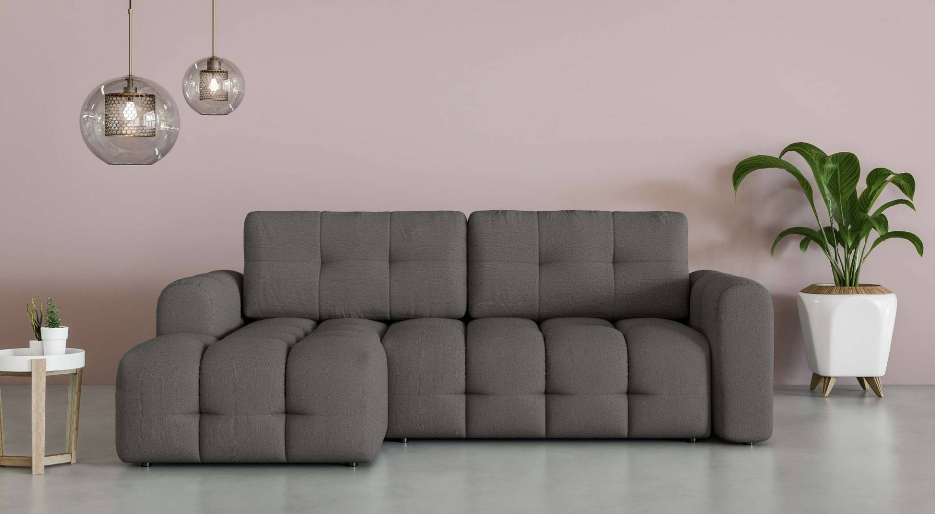 INOSIGN Ecksofa »Manilla, wahlweise mit Bettfunktion, B/T/H 265/170/91 cm«, L-Form mit Recamiere rechts/links bestellbar, Wellenunterfederung von INOSIGN