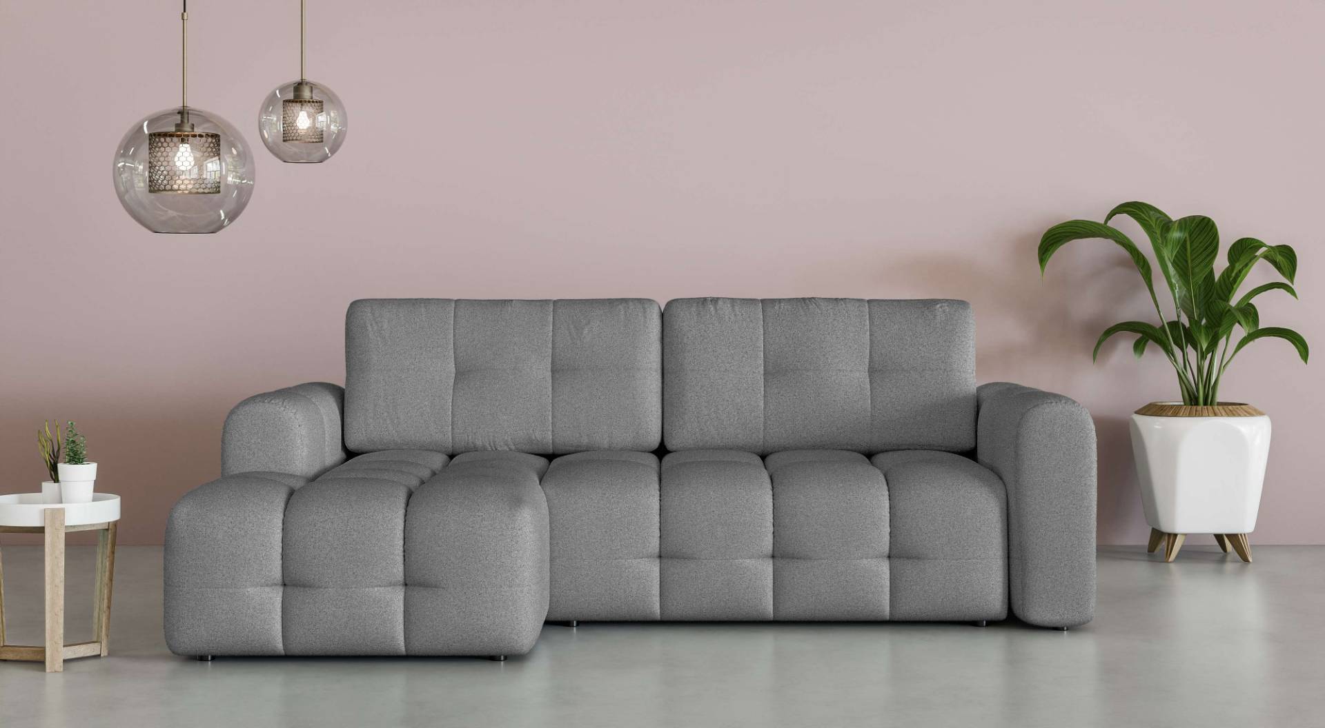 INOSIGN Ecksofa »Manilla, wahlweise mit Bettfunktion, B/T/H 265/170/91 cm«, L-Form mit Recamiere rechts/links bestellbar, Wellenunterfederung von INOSIGN
